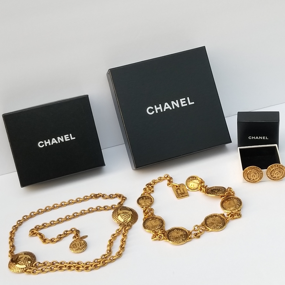 Stunning Auth Vintage statement Chanel necklace and earrings Lot - Picture 5 of 16